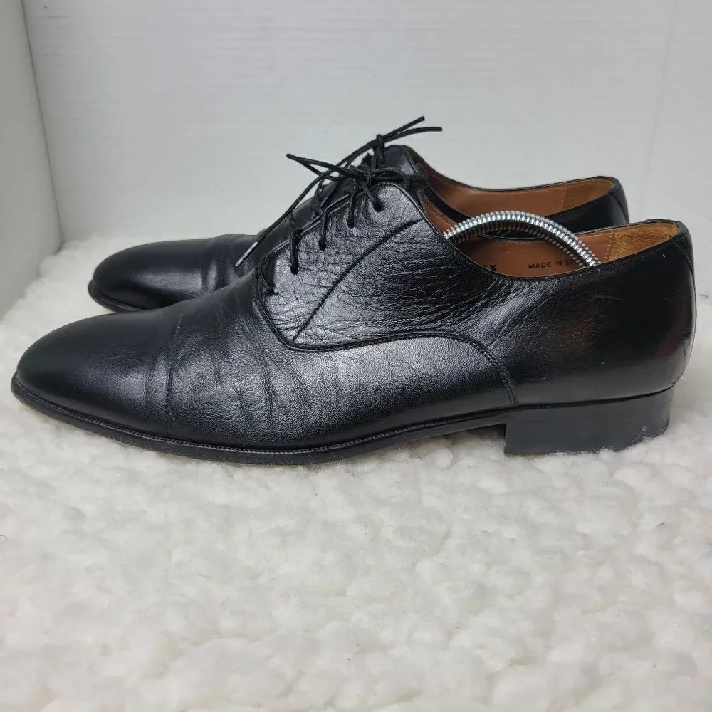 Magnanni Toledo Men’s Size 11.5 Oxford Shoes Black Leather Cap Toe Dress Lace Up